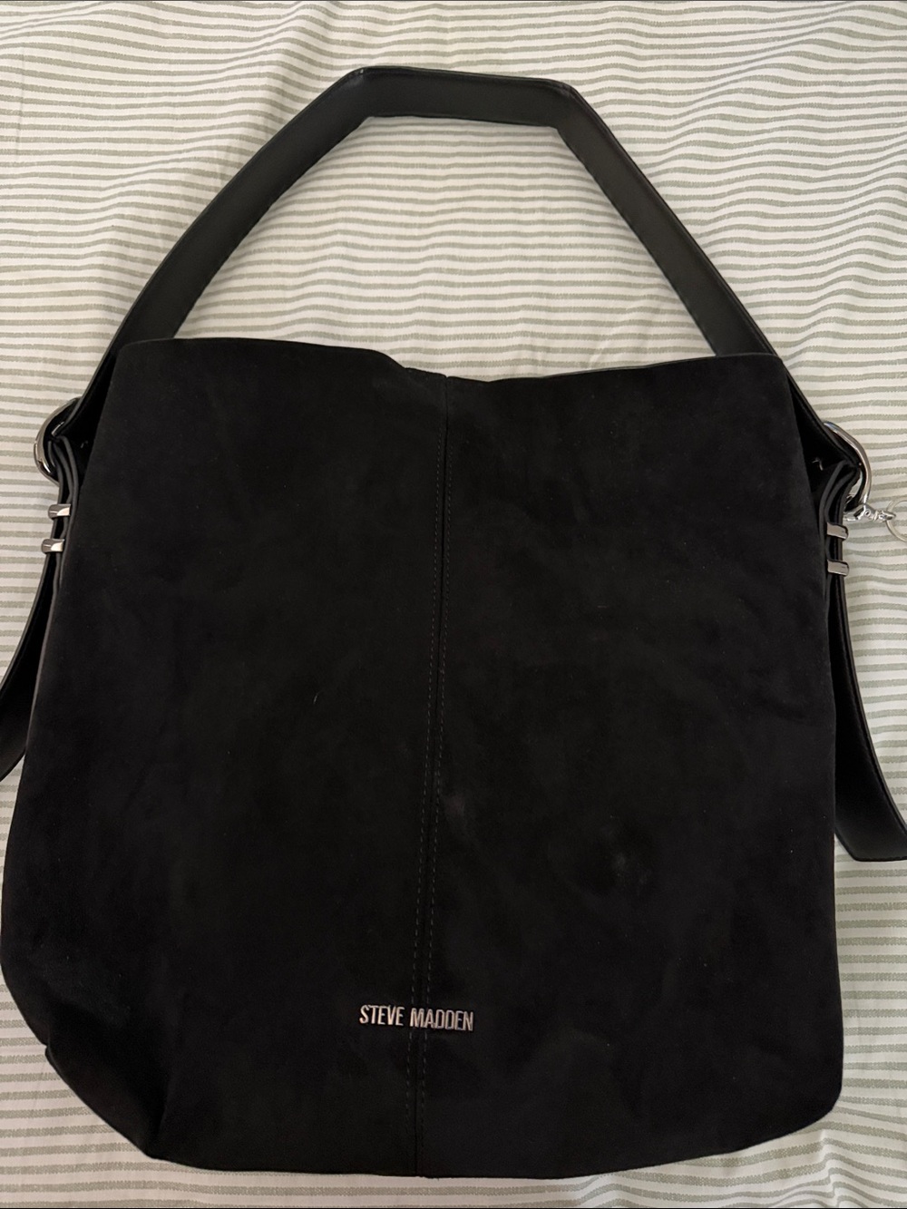 Steve Madden Black Suede Shoulder Hobo Bag